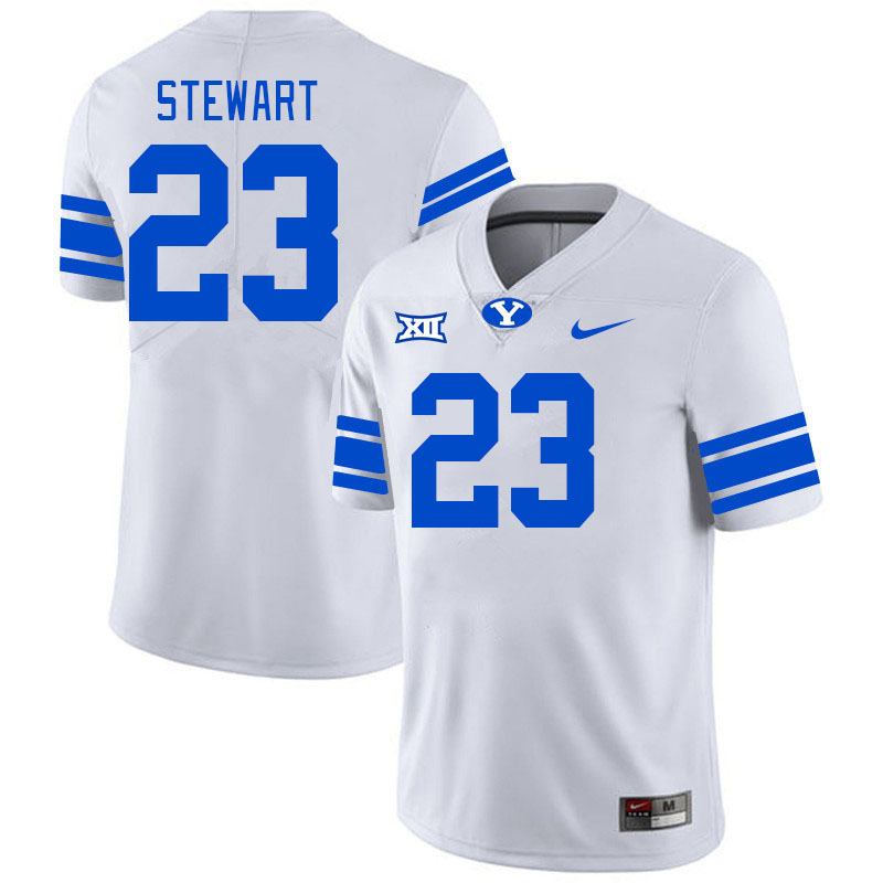 Men #23 Darrien Stewart BYU Cougars College Football Jerseys Stitched Sale-White